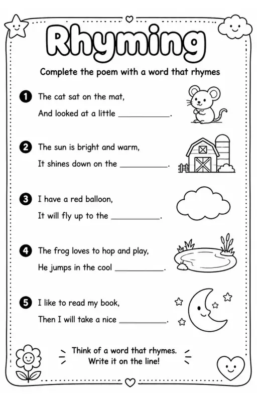 Complete the poem with a word that rhymes