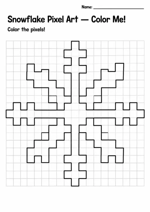 Snowflake Pixel Art Coloring Page