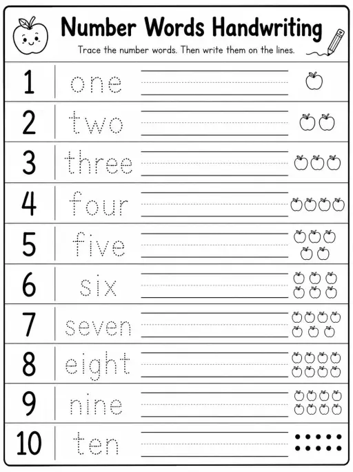 Number Words Handwriting