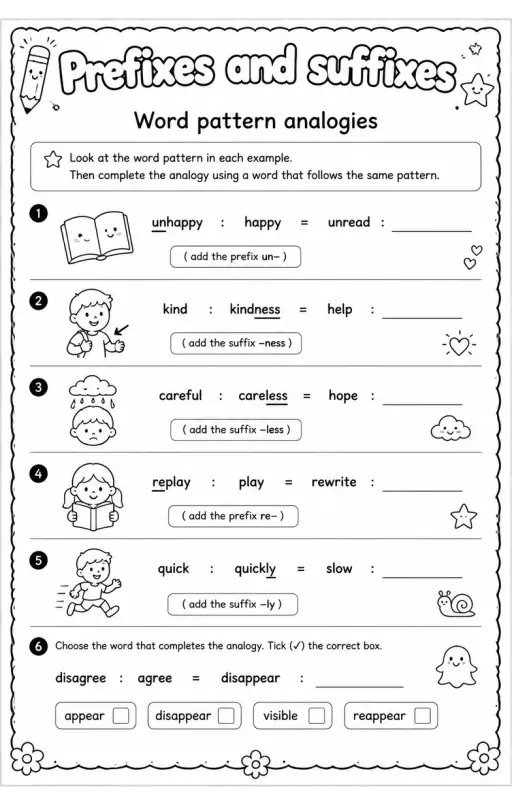 Word pattern analogies