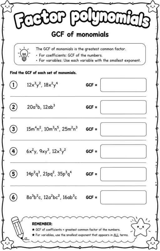 GCF of monomials