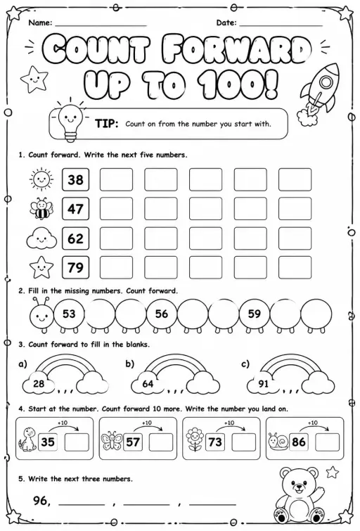 Count forward - up to 100
