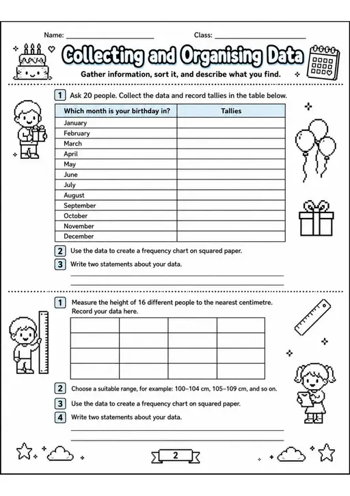 Collecting and Organising Data - Grade 3 Math Worksheet