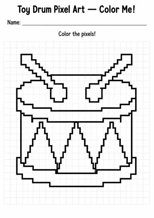 Toy Drum Pixel Art Coloring Page