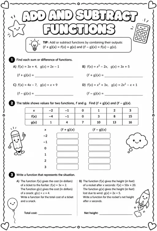 Add and subtract functions