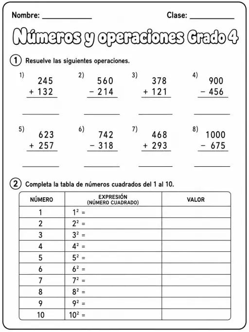 4.º grado - números y conteo - Paquete de fichas