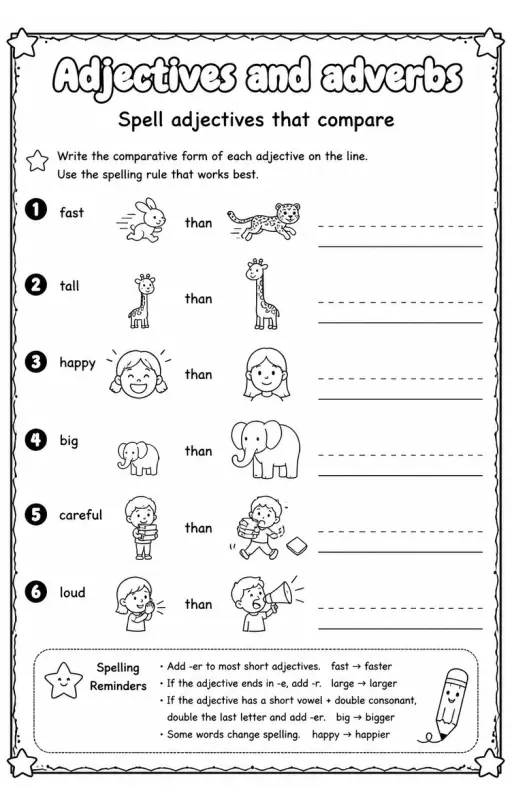 Spell adjectives that compare