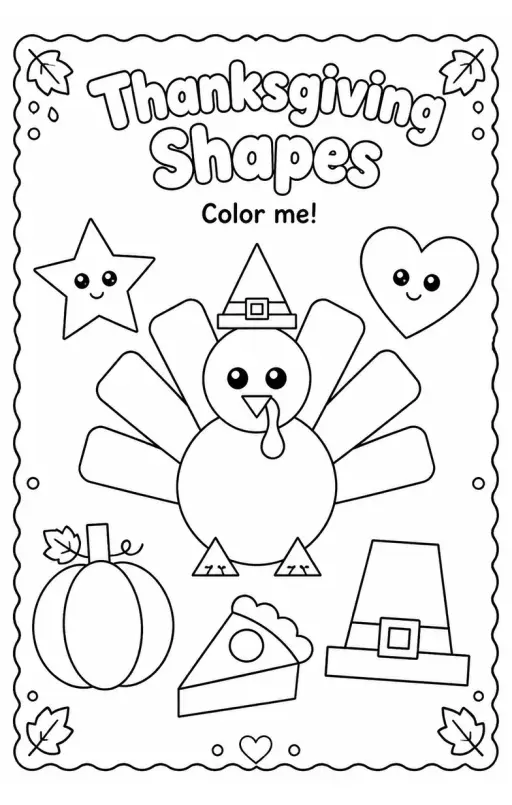 Thanksgiving Shapes Coloring Page