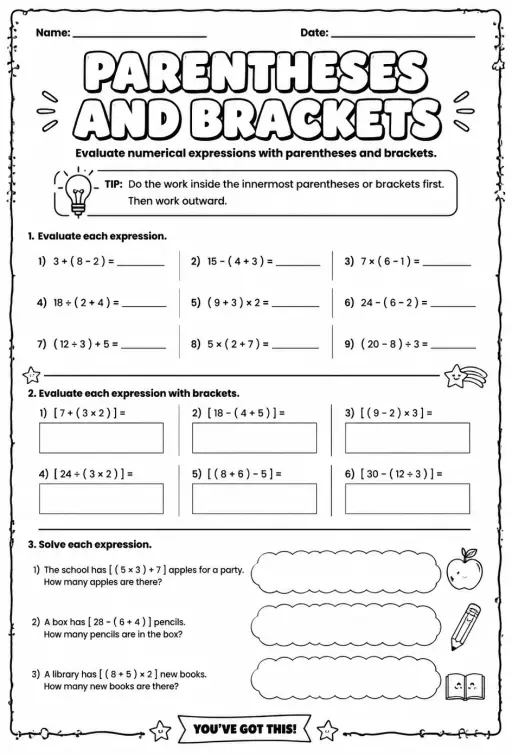 Evaluate numerical expressions with parentheses and brackets
