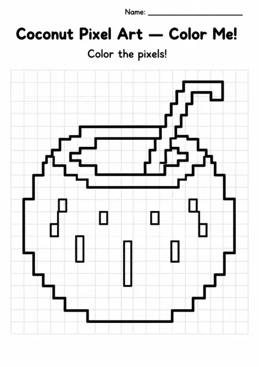 Coconut Pixel Art Coloring Page