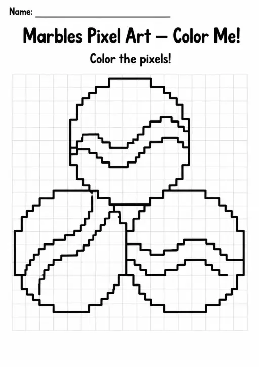 Marbles Pixel Art Coloring Page