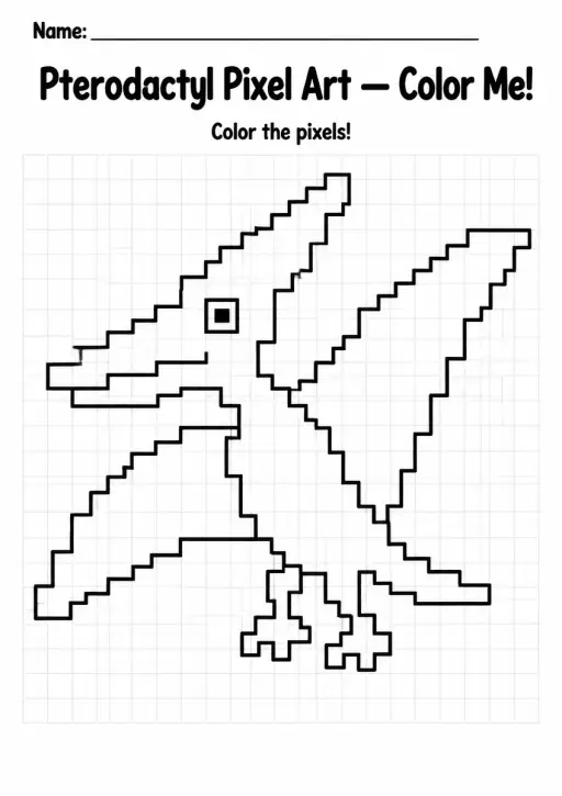 Pterodactyl Pixel Art Coloring Page