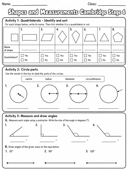 Shapes and Measurements Cambridge Stage 6
