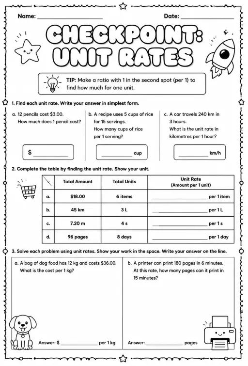 Checkpoint: Unit rates