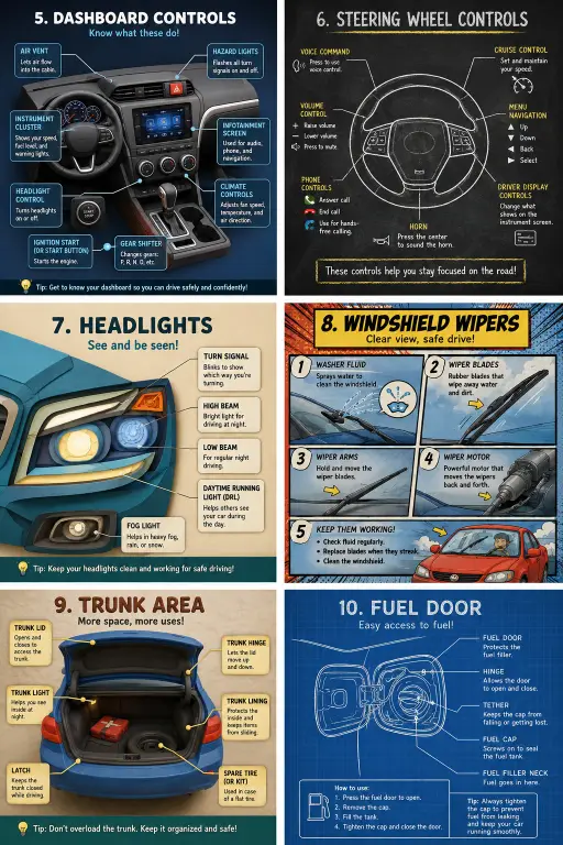 5. Dashboard Controls Car Parts Infographic