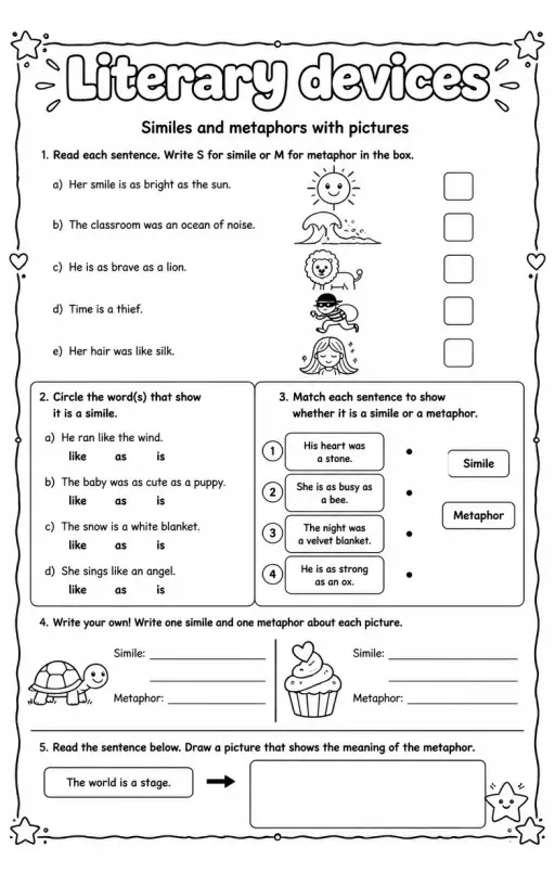Similes and metaphors with pictures