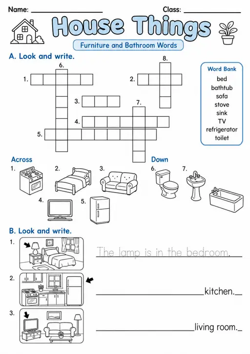 House Things | Grades 2-3 Vocabulary Worksheet