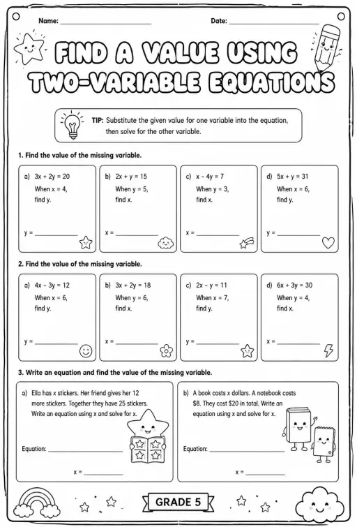 Find a value using two-variable equations