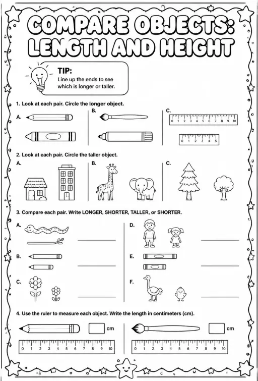 Compare objects: length and height