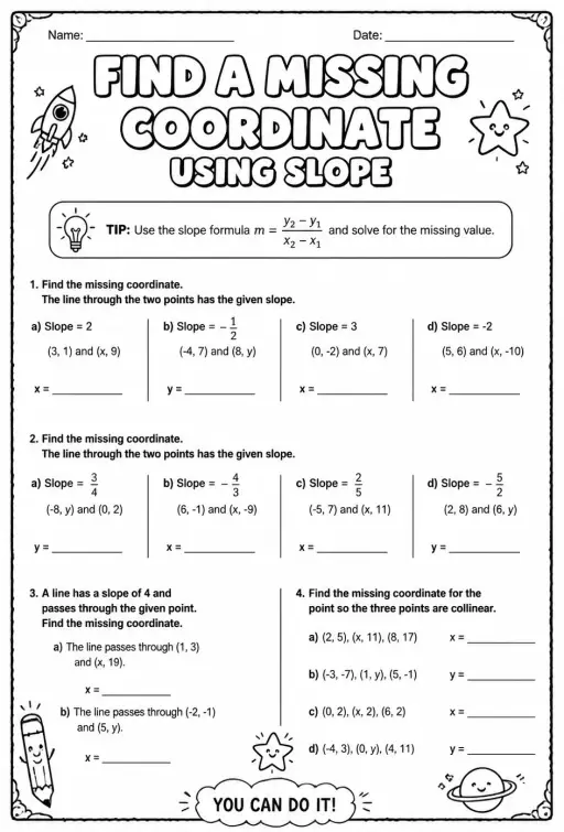 Find a missing coordinate using slope