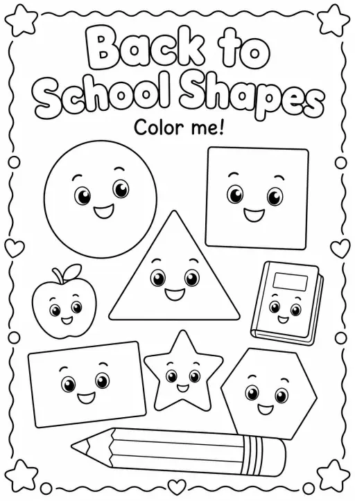 Back to School Shapes Coloring Page