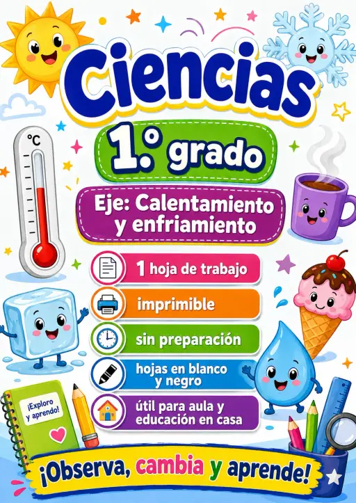 1.º grado - Calentamiento y enfriamiento - Paquete de ciencias en español