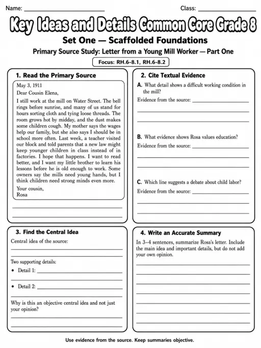 Key Ideas and Details Common Core Grade 8