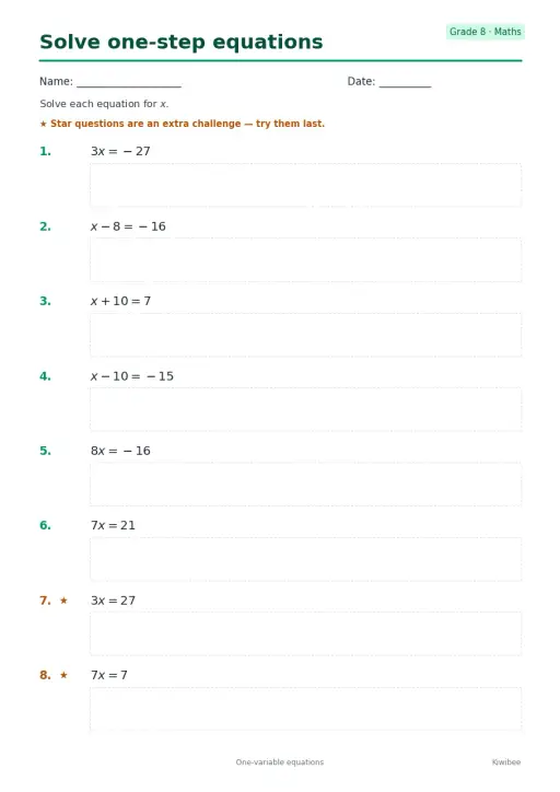 Solve one-step equations