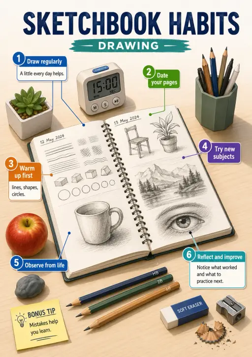 Sketchbook habits Drawing Infographic