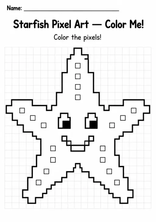Starfish Pixel Art Coloring Page