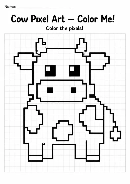 Cow Pixel Art Coloring Page
