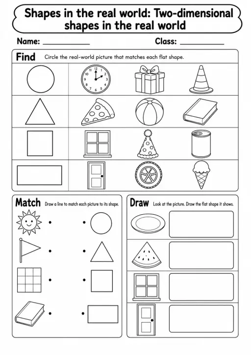 Kindergarten Shapes in the Real World Math Worksheet Pack