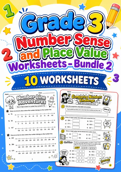 Grade 3 Number Sense and Place Value Worksheets - Pack 2