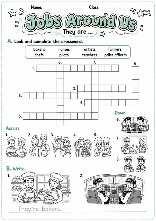 Jobs Around Us | Grades 2-3 Vocabulary Worksheet