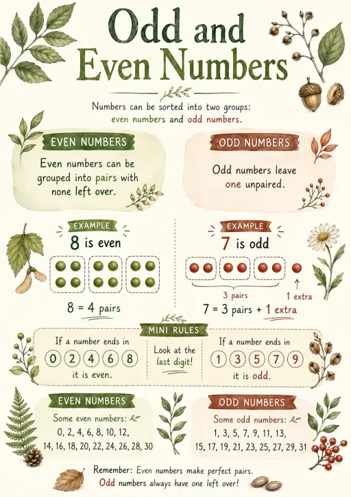 Odd and Even Numbers Number Sense Infographic