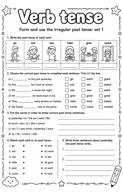 Form and use the irregular past tense: set 1