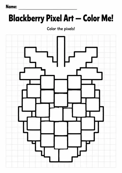 Blackberry Pixel Art Coloring Page