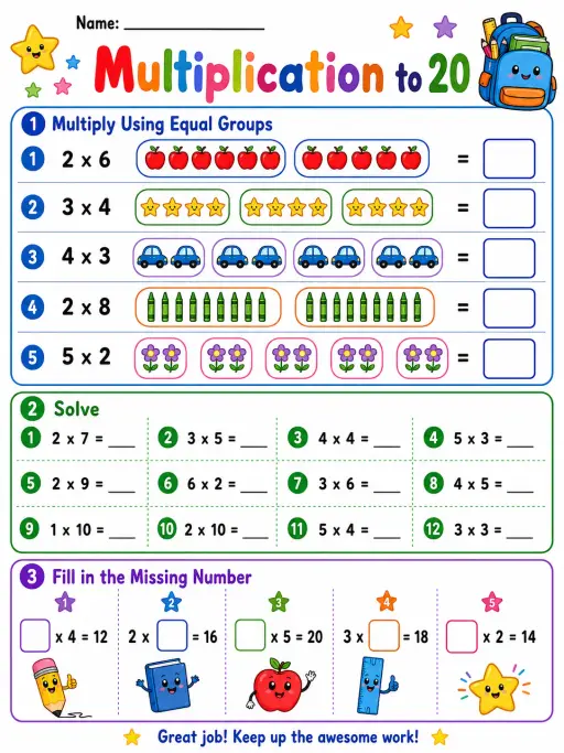 Multiplication to 20