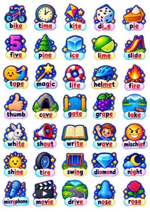 Phonics Short Vowel Words English Vocabulary Stickers