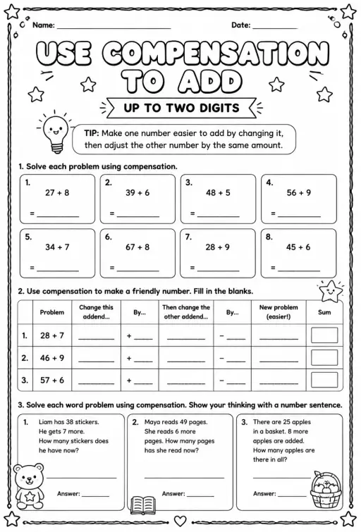 Use compensation to add - up to two digits