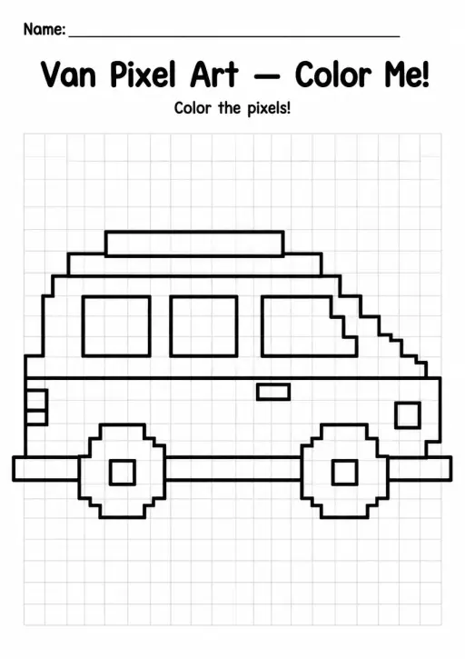 Van Pixel Art Coloring Page