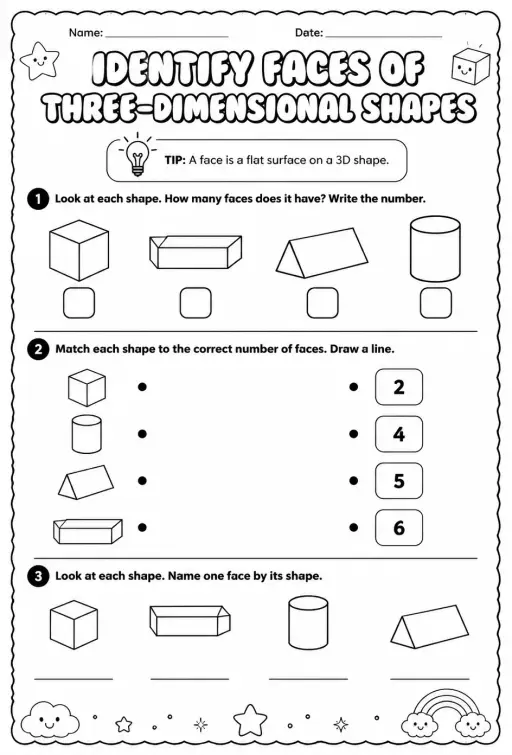 Identify faces of three-dimensional shapes