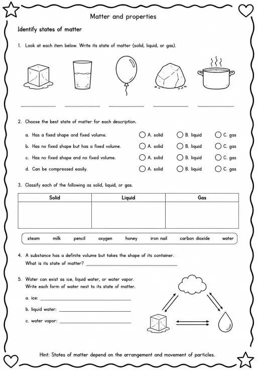 Identify states of matter