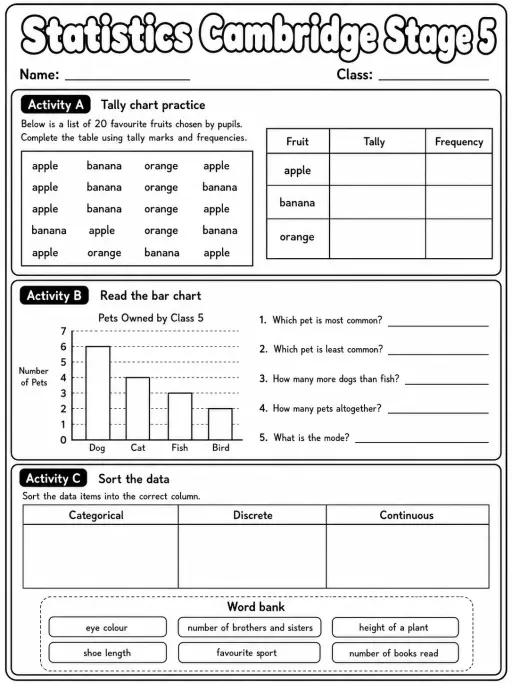 Statistics Cambridge Stage 5