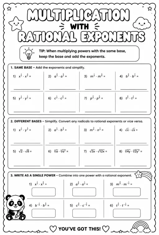 Multiplication with rational exponents