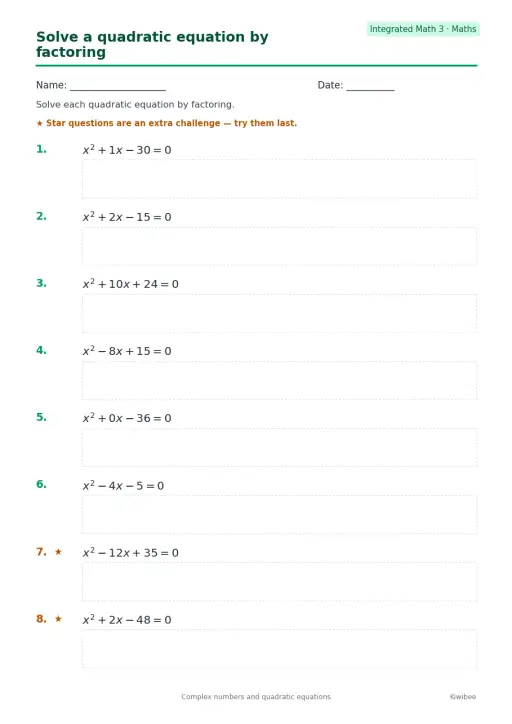 Solve a quadratic equation by factoring
