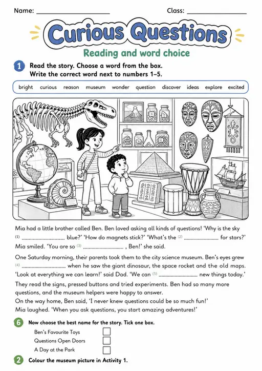 Cambridge Flyers - Curious Questions | Free Worksheet