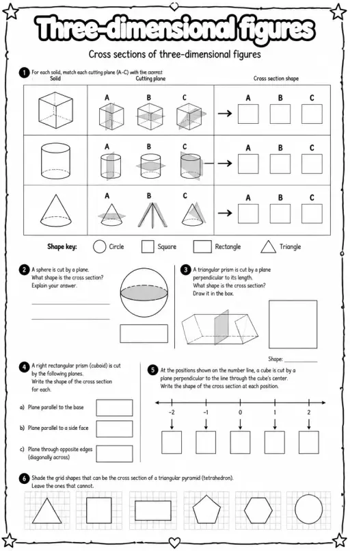 Cross sections of three-dimensional figures