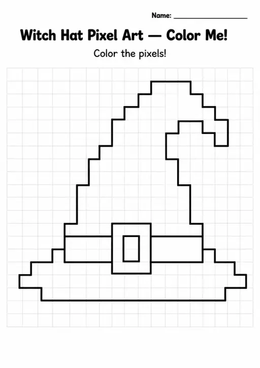 Witch Hat Pixel Art Coloring Page
