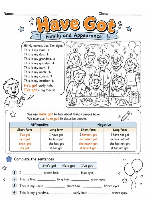 Have Got | Grades 2-3 Grammar Worksheet